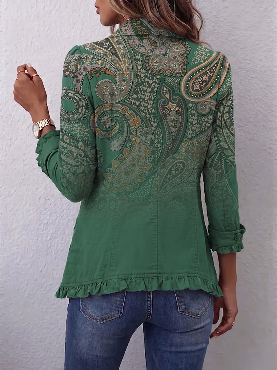 Addolorata | Green Paisley Ruffle Jacket