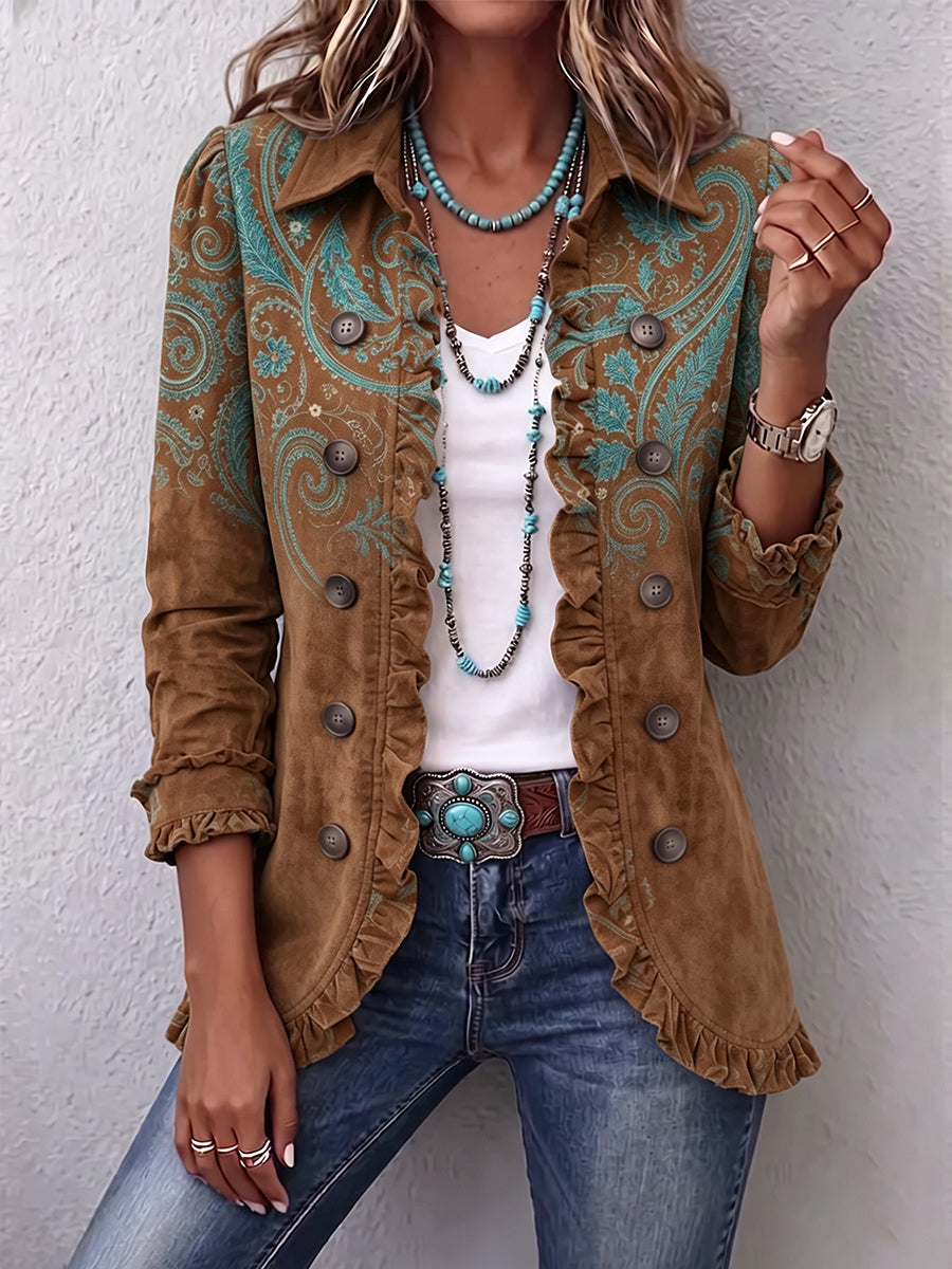 Lyra | Paisley Ruffle Accent Layering Jacket