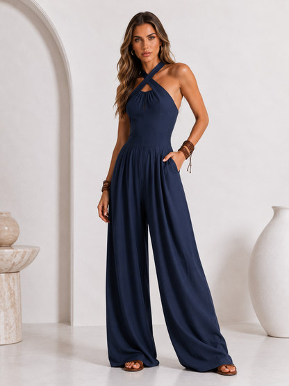Silvia™ | Linen Halter Jumpsuit