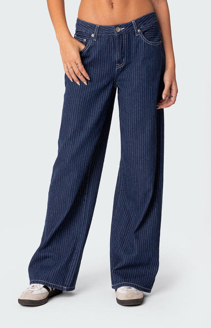 Striped Low Rise Jeans