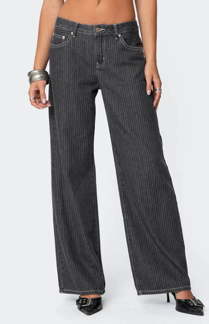 Striped Low Rise Jeans