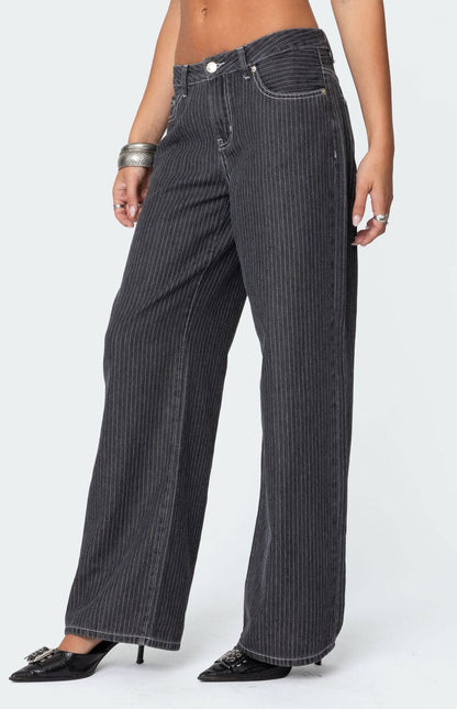 Striped Low Rise Jeans