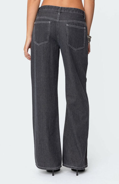 Striped Low Rise Jeans