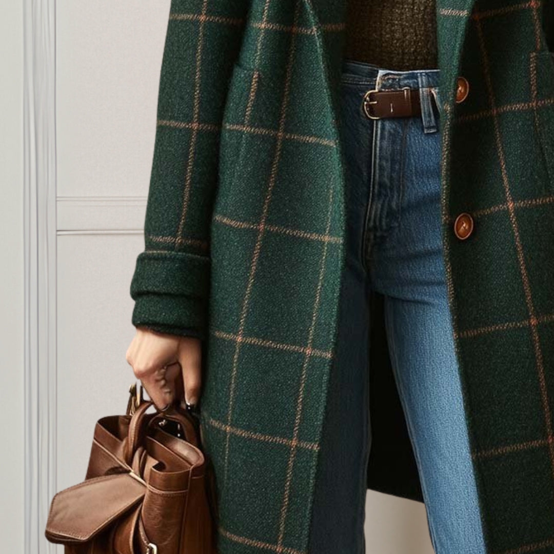 Judith™ | Long Tweed Plaid Coat