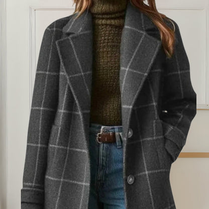 Judith™ | Long Tweed Plaid Coat