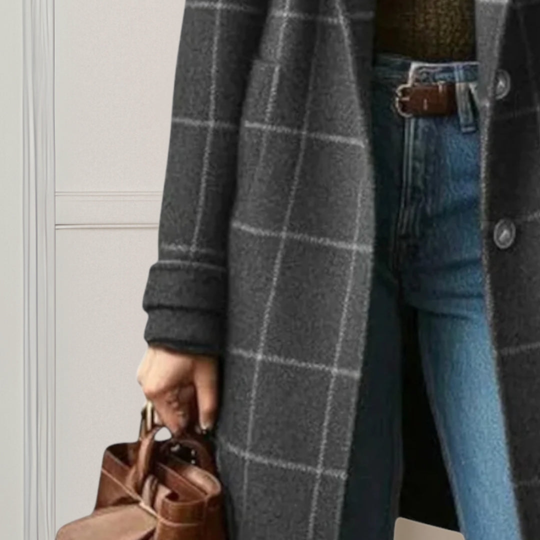 Judith™ | Long Tweed Plaid Coat