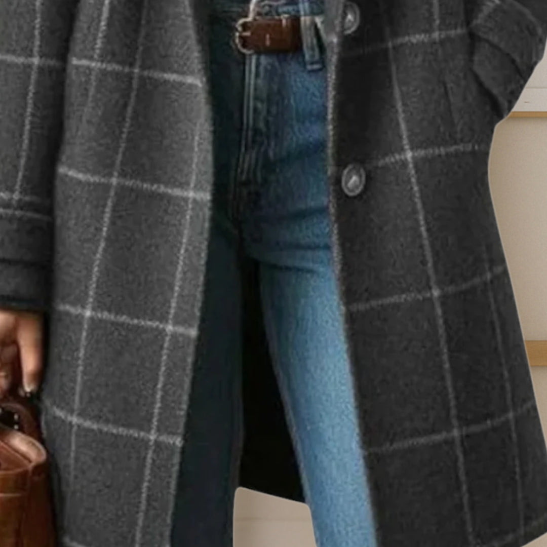 Judith™ | Long Tweed Plaid Coat