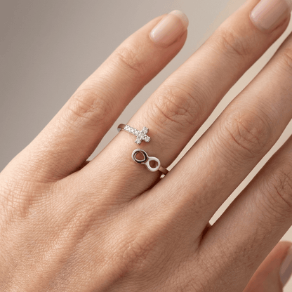 The Eternal Ring — Faith and Infinity Silver Band (Adjustable)