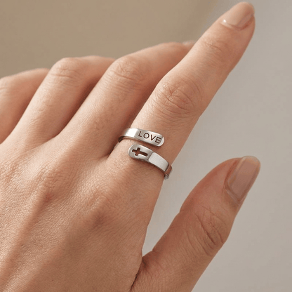 The Compassion Ring — Cross with Love Detail (Adjustable)