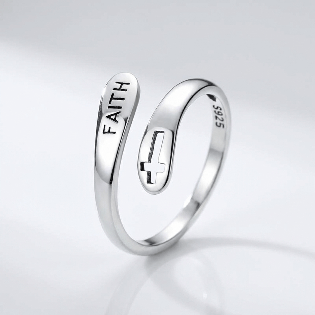 The Sacred Ring — Faith Engraving (Adjustable)