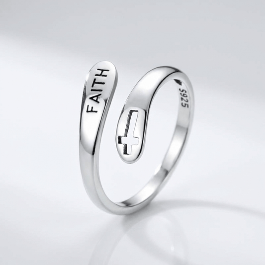 The Sacred Ring — Faith Engraving (Adjustable)