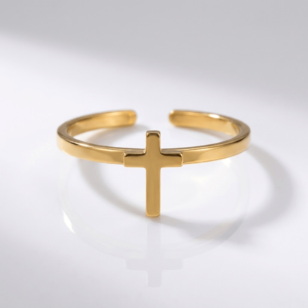 The Cornerstone Ring — Cross-Top Band (Adjustable)