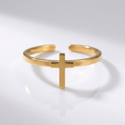 The Cornerstone Ring — Cross-Top Band (Adjustable)