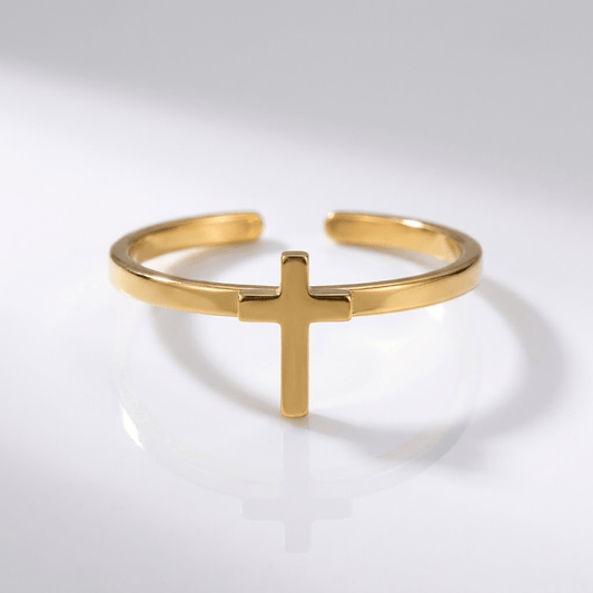 The Cornerstone Ring — Cross-Top Band (Adjustable)