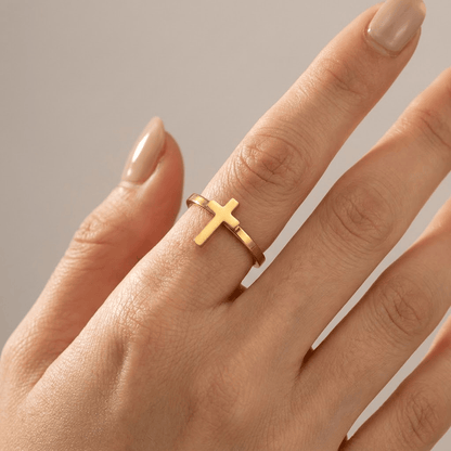 The Cornerstone Ring — Cross-Top Band (Adjustable)