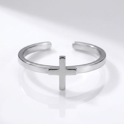 The Cornerstone Ring — Cross-Top Band (Adjustable)