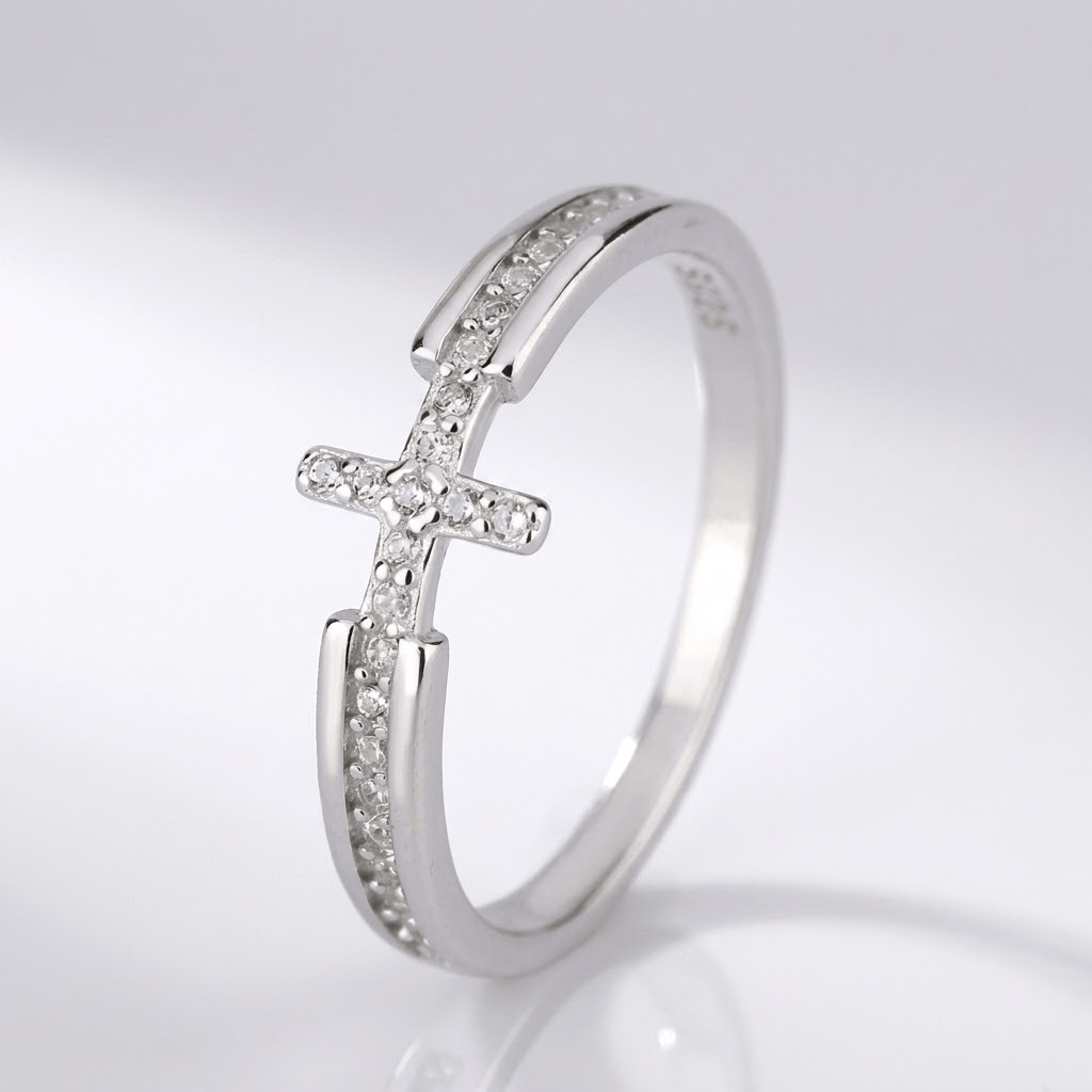 The Faith Ring — Cross with Crystal Detail