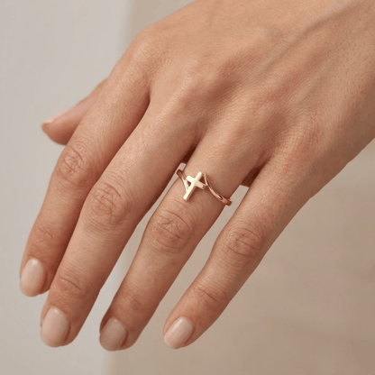 The Guidance Ring — Star and Cross Gold Band (Adjustable)