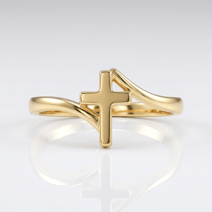 The Guidance Ring — Star and Cross Gold Band (Adjustable)