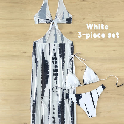 Halter-Neck Cutout Tie-Dye Swimsuit & Beach Dress