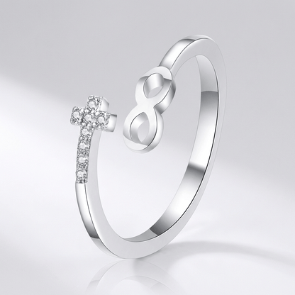 The Eternal Ring — Faith and Infinity Silver Band (Adjustable)