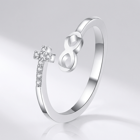 The Eternal Ring — Faith and Infinity Silver Band (Adjustable)