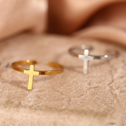 The Cornerstone Ring — Cross-Top Band (Adjustable)