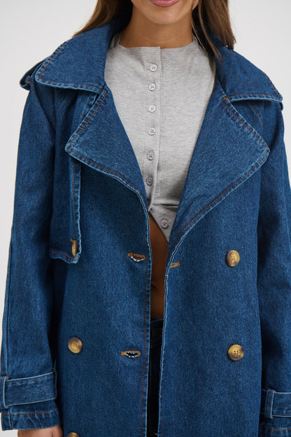 Ashley Trench Coat Dark Denim