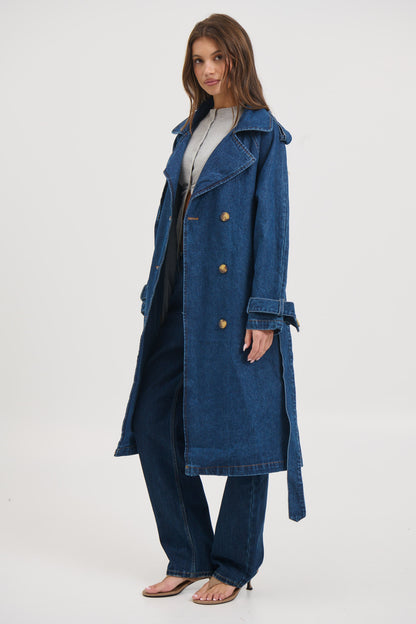 Ashley Trench Coat Dark Denim
