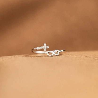 The Eternal Ring — Faith and Infinity Silver Band (Adjustable)