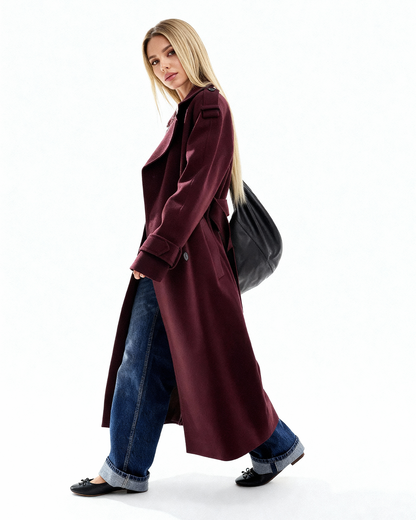 The Nora Burgundy Trench Coat