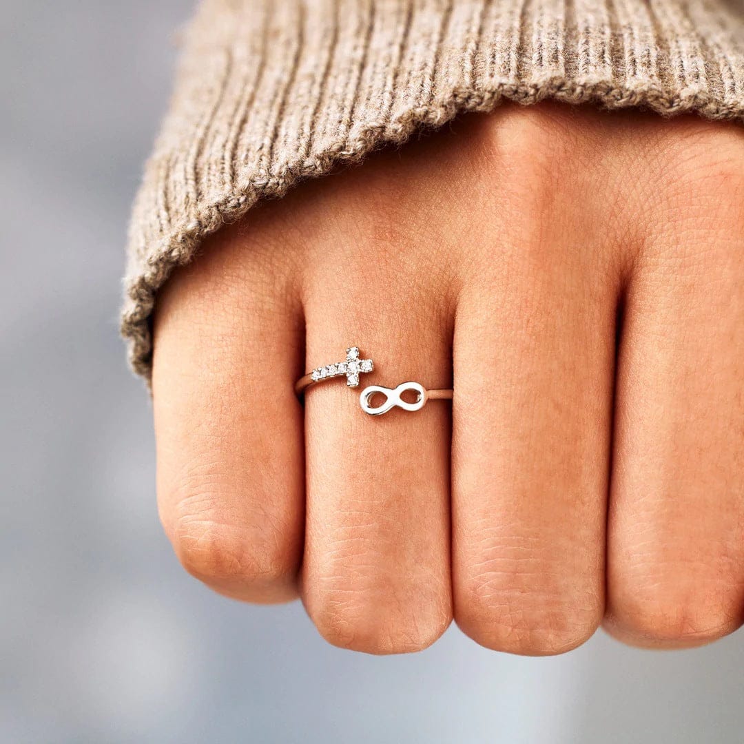 The Eternal Ring — Faith and Infinity Silver Band (Adjustable)