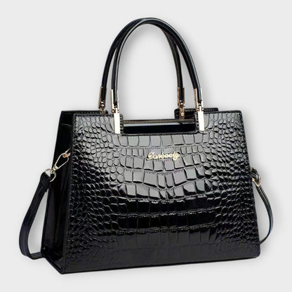 Vespera™ | Glossy Crocodile Pattern Handbag
