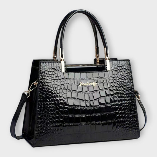 Vespera™ | Glossy Crocodile Pattern Handbag