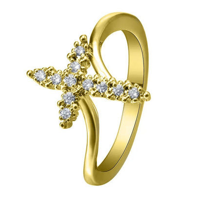 The Glory Ring — Silver Cross with Crystal Detail
