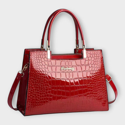 Vespera™ | Glossy Crocodile Pattern Handbag