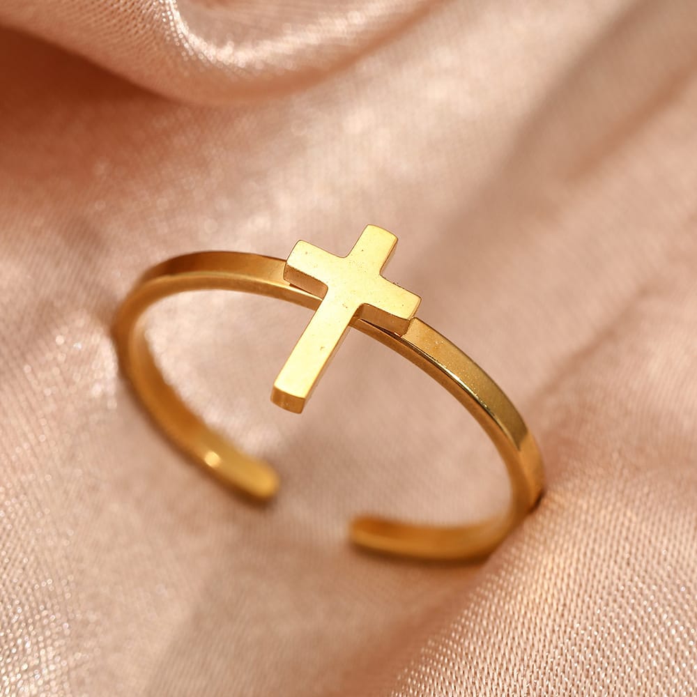 The Cornerstone Ring — Cross-Top Band (Adjustable)