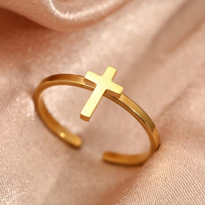 The Cornerstone Ring — Cross-Top Band (Adjustable)