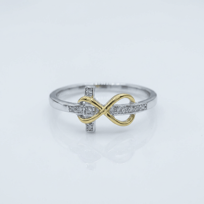 The Heritage Ring — Silver and Gold Two-Tone Cross Band