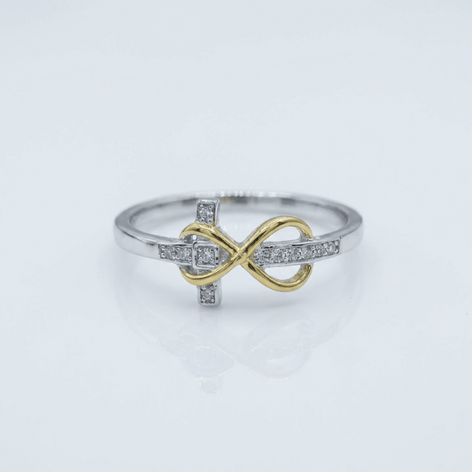 The Heritage Ring — Silver and Gold Two-Tone Cross Band