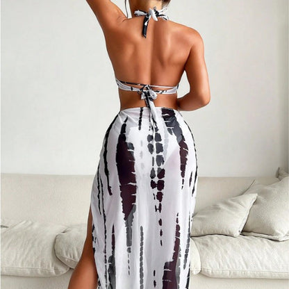 Halter-Neck Cutout Tie-Dye Swimsuit & Beach Dress