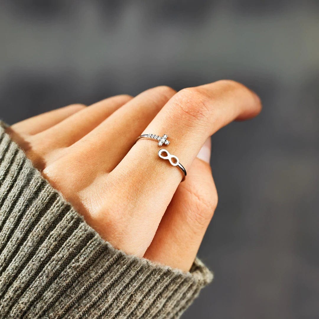 The Eternal Ring — Faith and Infinity Silver Band (Adjustable)