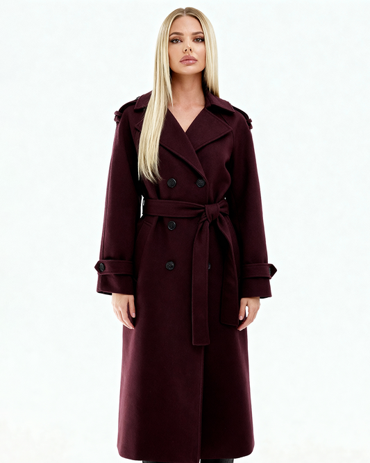 The Nora Burgundy Trench Coat