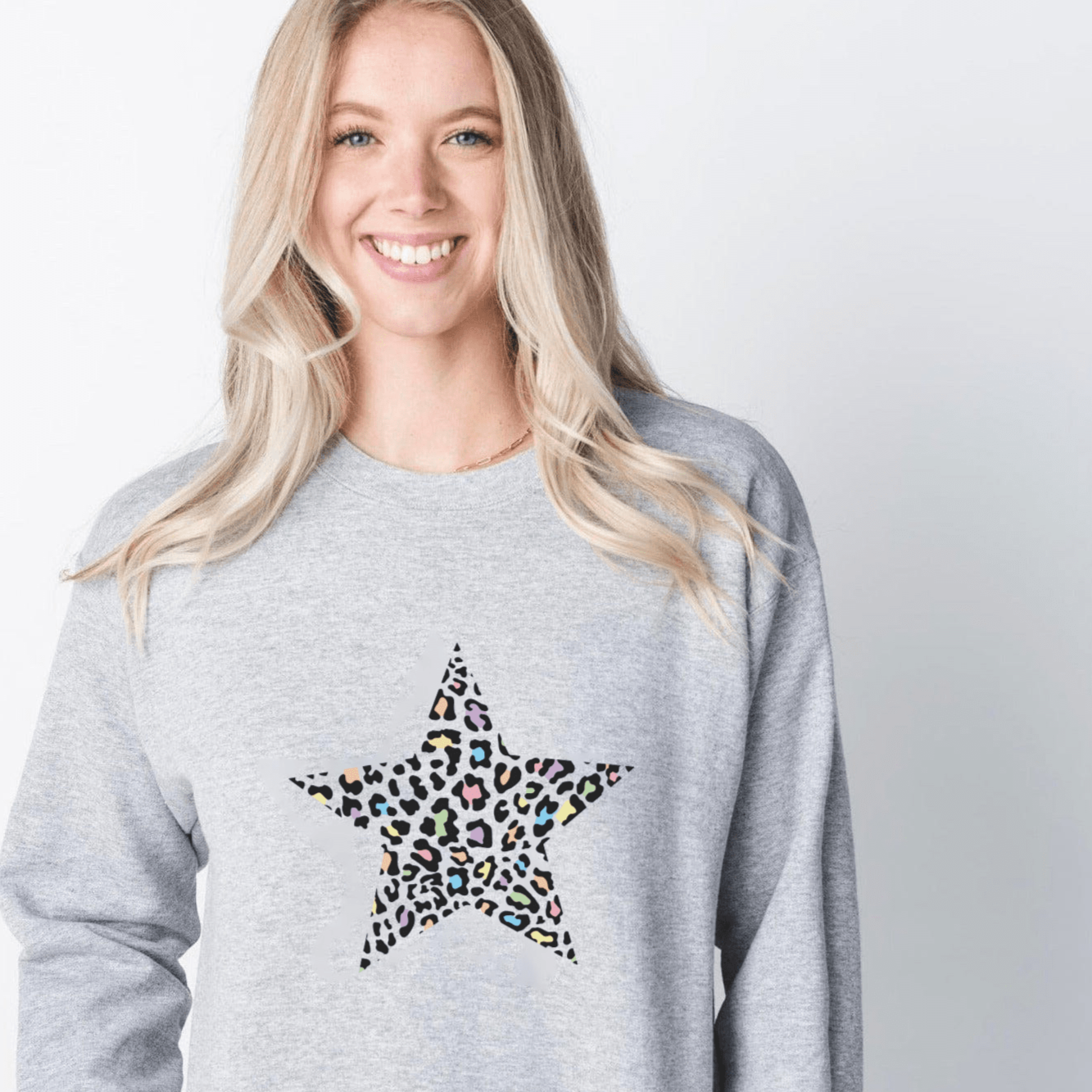 Rainbow Leopard Star Grey Sweatshirt