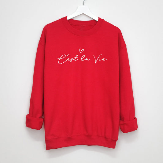 C'est La Vie Ladies Red Sweatshirt
