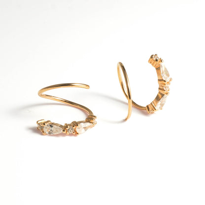 Sleek Arc Spiral Hoop Twist Earrings