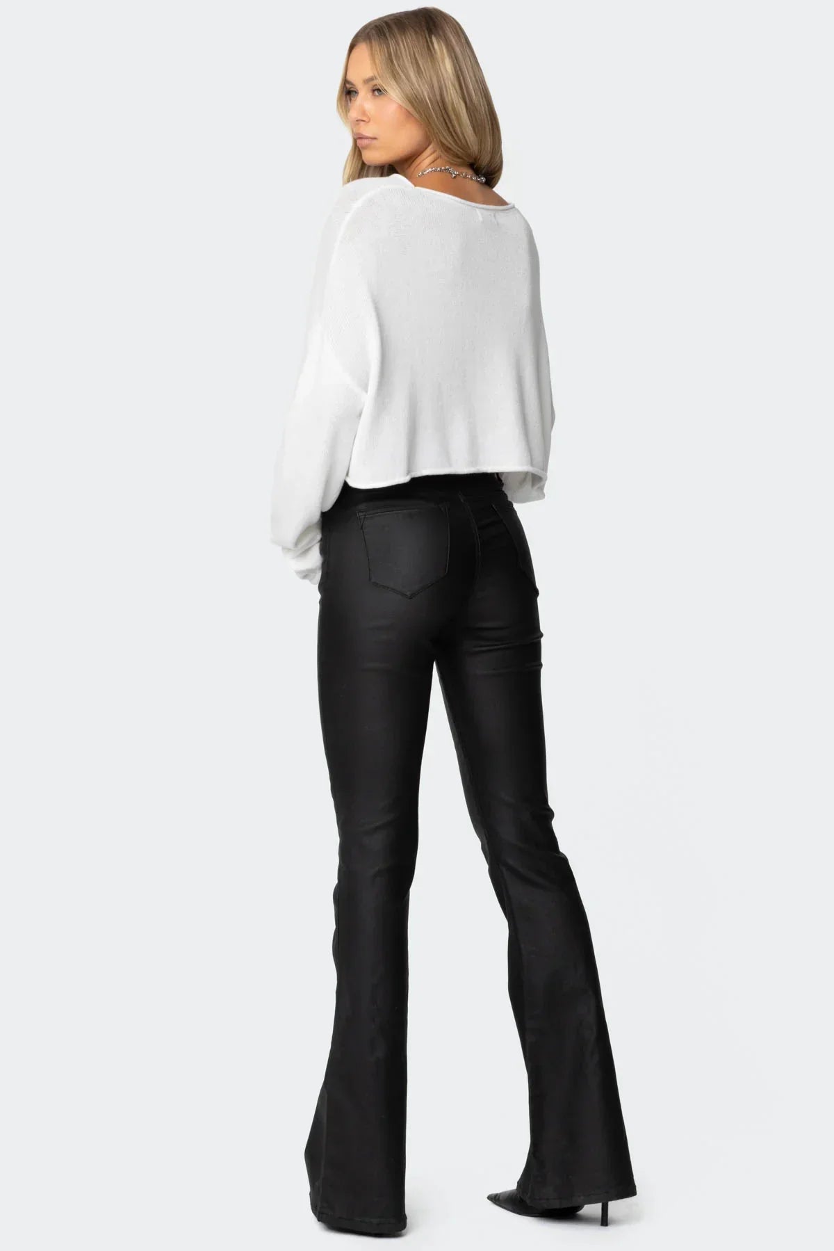 Mila Leather Flare Jeans