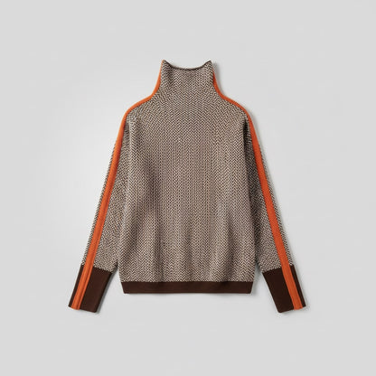 Elara | Contrast Stripe Roll Neck Jumper