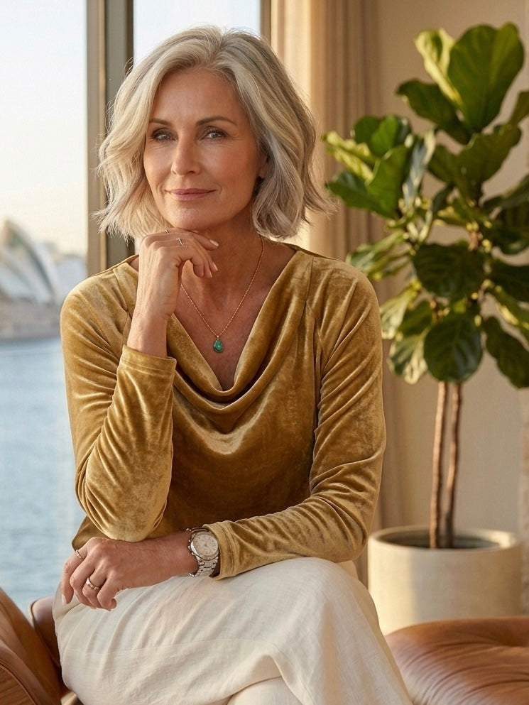 Long Sleeve Velvet Top Solid Color