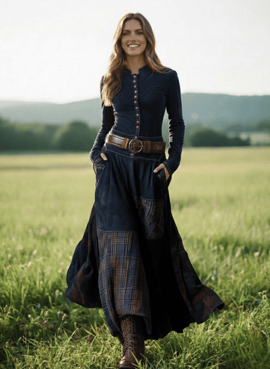 Willow | Faux Suede Maxi Dress with Belt